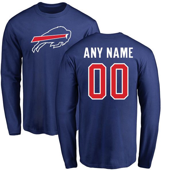 Men Buffalo Bills NFL Pro Line Royal Any Name and Number Logo Custom Long Sleeve T-Shirt